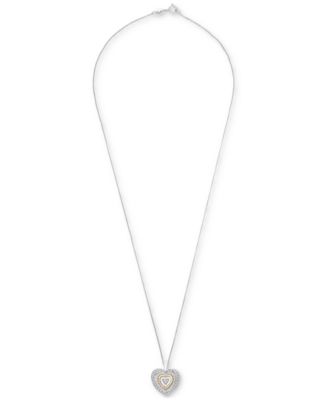 Diamond Heart 18" Pendant Necklace (1/4 ct. t.w.) in Sterling Silver and 14k Gold-Plate, Created for Macy's