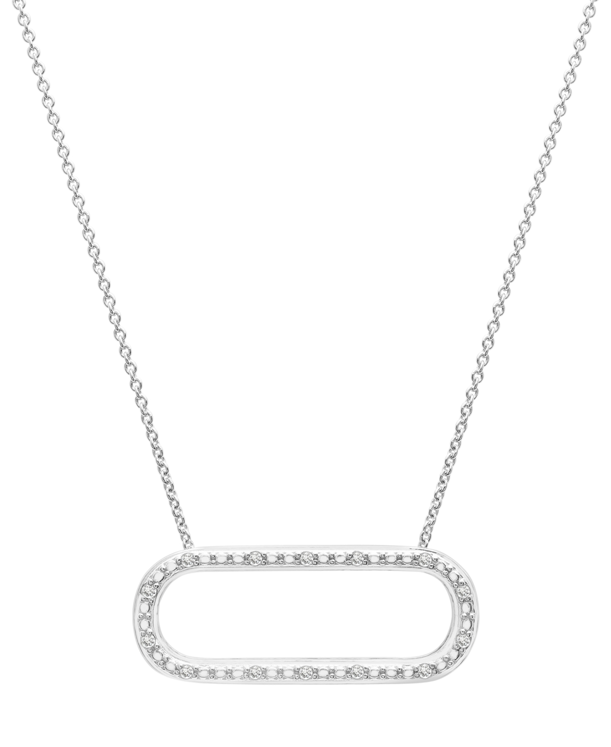 Macy's 2-pc. Set Diamond Open Link Pendant Necklace & Matching Hoop Earrings (1/6 Ct. T.w.) In Sterling Sil In Sterling Silver