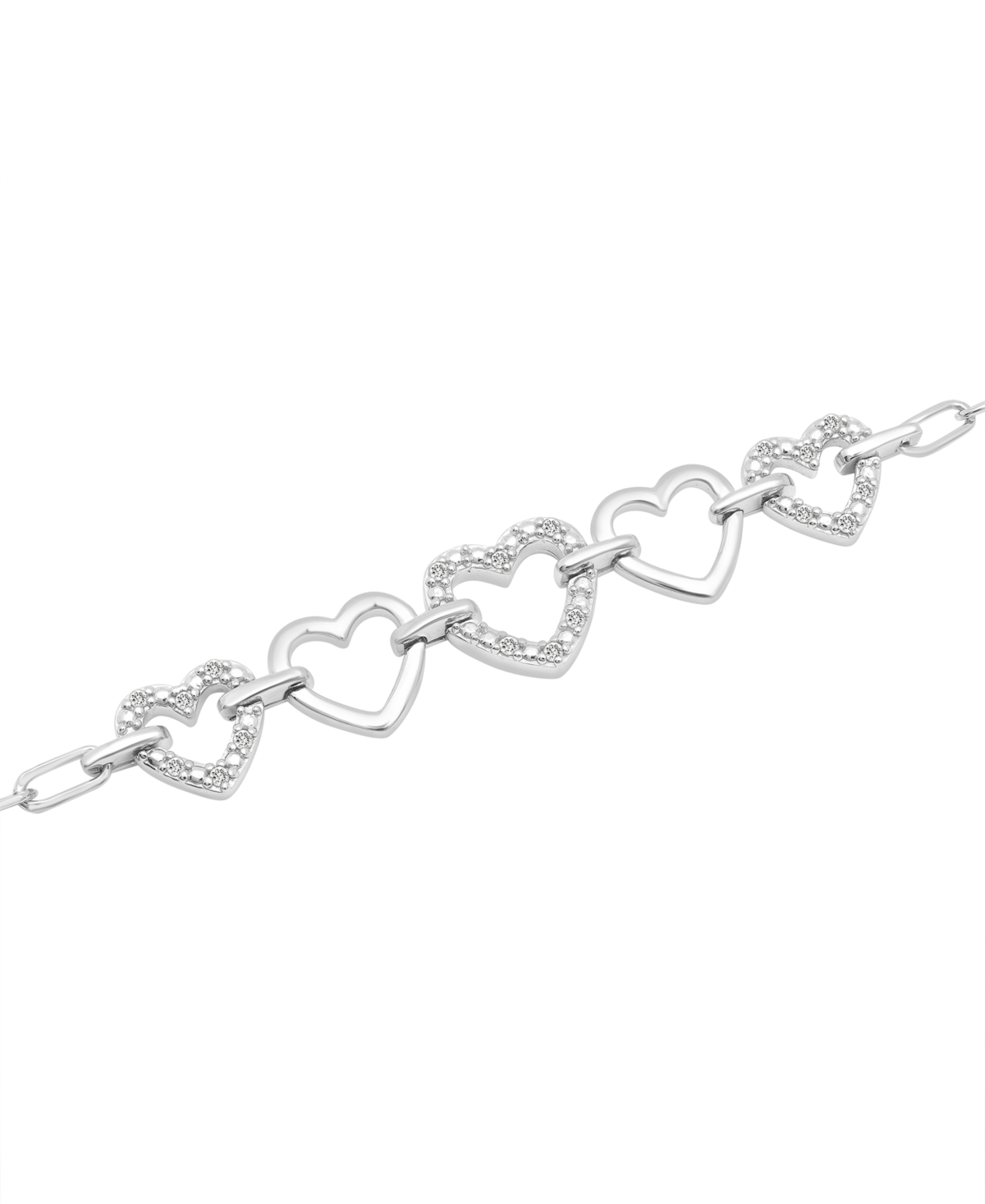 MACY'S DIAMOND HEART CHAIN PAPERCLIP LINK BRACELET (1/6 CT. T.W.) IN STERLING SILVER, CREATED FOR MACY'S 