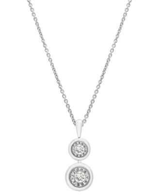 2-Pc. Set Diamond Circle Cluster Pendant Necklace & Matching Dangle Earrings (1/3 ct. t.w.) in Sterling Silver or 14k Gold-Plated Sterling Silver, Created for Macy's