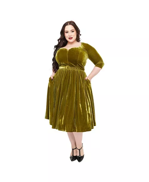 plus size 1950s sweetheart swing dress