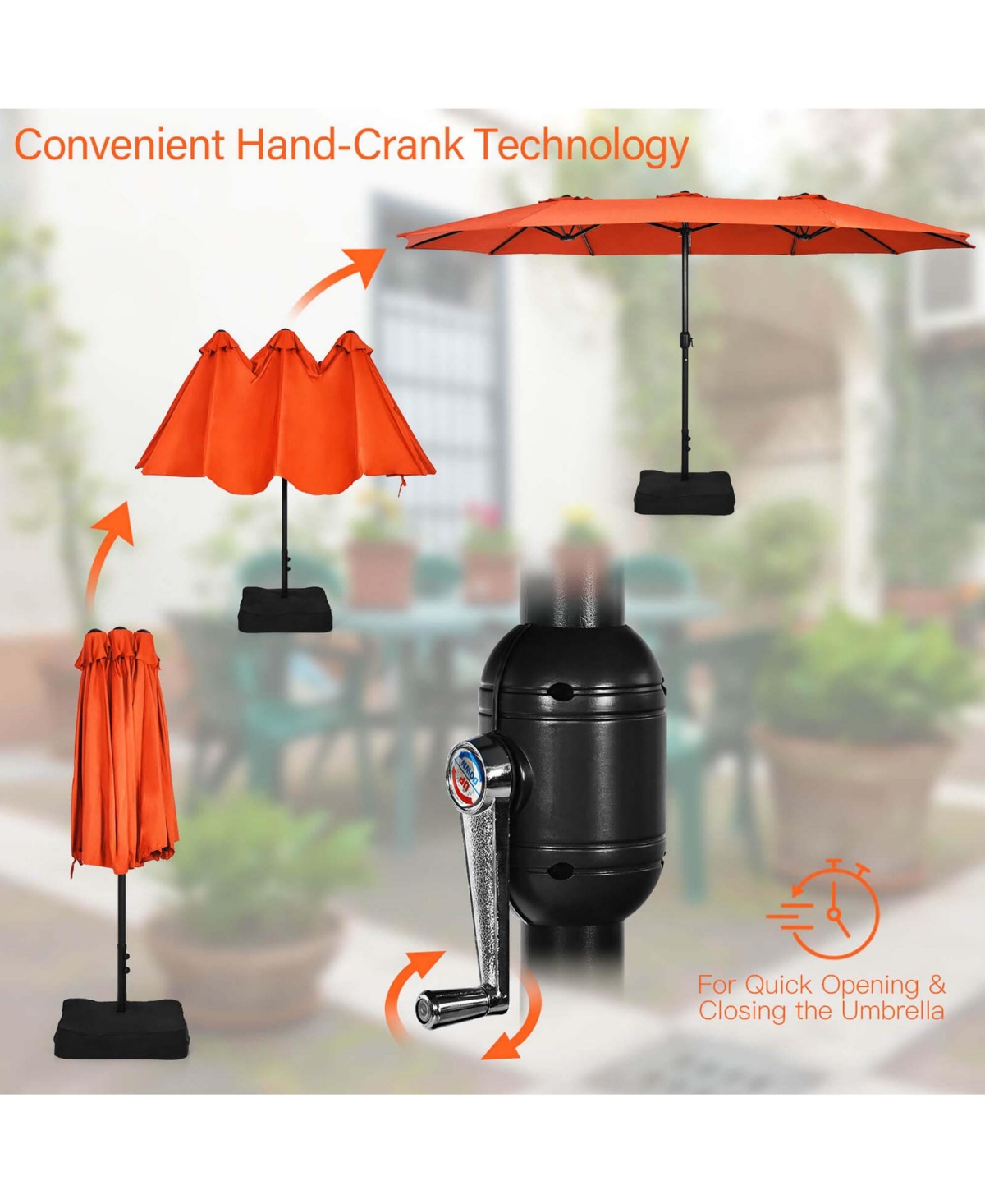 Costway 10 Pieces Patio Wicker Dining Set with Double-Sided Patio Umbrella 8 Armchairs