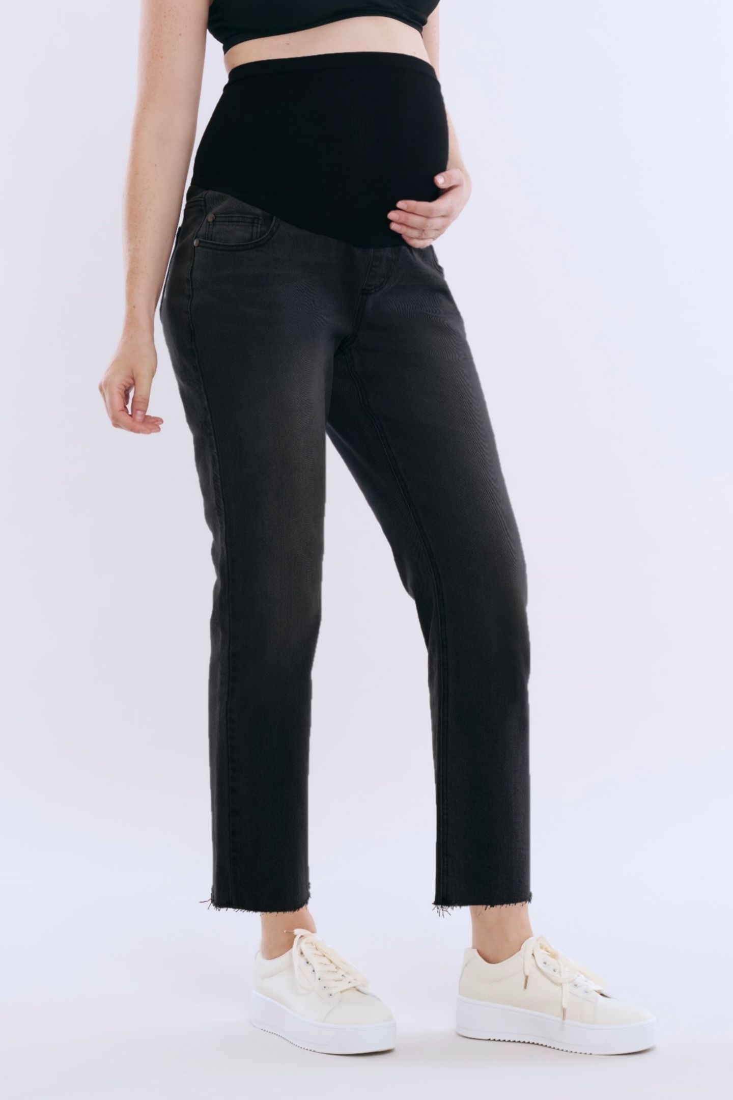 Женские джинсы Motherhood Maternity Secret Fit Over the Belly Slim Straight Leg, цвет: Чёрный — фото 4