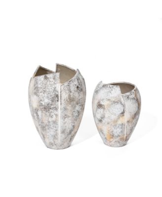 Modern Marble White 12.2-Inch Tall Stoneware Table Vase