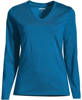 Women's Tall Supima Cotton Long Sleeve V-Neck T-Shirt