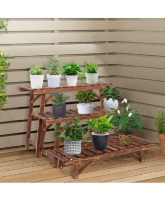 3pcs Plant Rack Stand Ladder Garden Corner Flower Pots Holder Wood Display Shelf