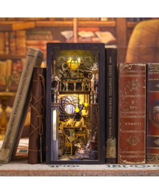 DIY Book Nook Kit DIY Dollhouse Miniature House Booknook Bookshelf Insert Decor Bookends Model Build-Creativity Gift Kit (Nebula Common Room