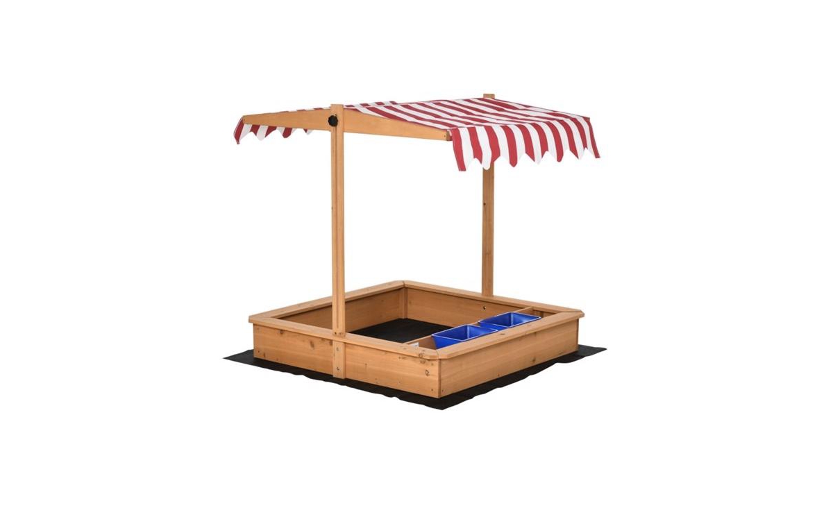 Slickblue Kids Wooden Sandbox for Timeless Outdoor Fun – Sturdy Construction, Safe Play Area, and Natural Aesthetic - Natural