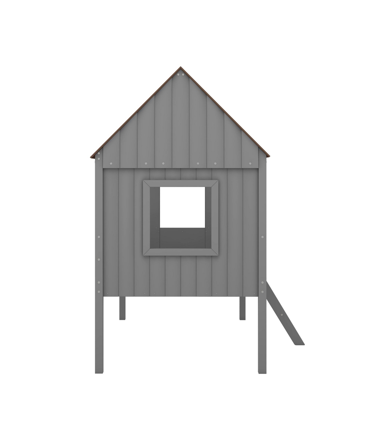 Slickblue Twin Size Low Loft Wooden House Bed with Two Side Windows for Cozy Kids' Rooms