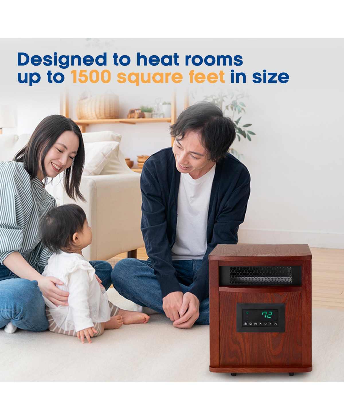 LifeSmart LifePro 6 Element 1500W Infrared Quartz Indoor Space Heater,- Brown