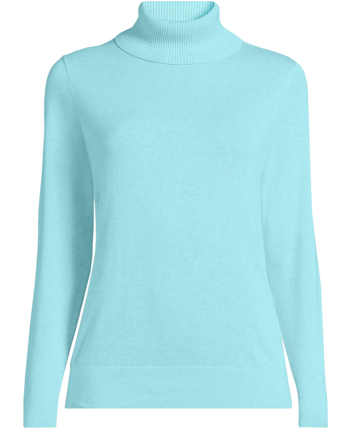 Lands' End Women's Fine Gauge Cotton Turtleneck Sweater