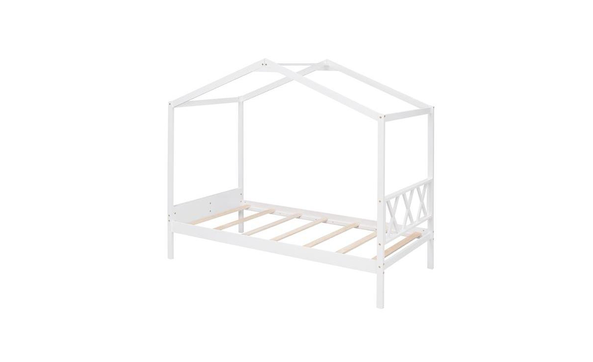 Slickblue Twin Size Wood House Bed with Storage Space – Functional and Stylish Design for Kids' Bedrooms, Ideal for Maximizing Play and Organiz