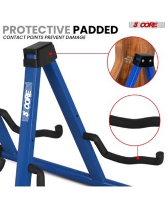 Double Guitar Stand Floor Adjustable A Frame Folding Acoustic Electric Guitars Holder Stands GSS 2N1 BLU