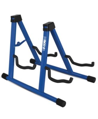 Double Guitar Stand Floor Adjustable A Frame Folding Acoustic Electric Guitars Holder Stands GSS 2N1 BLU