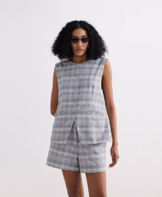 Women's Cotton Tweed Vest Jacket