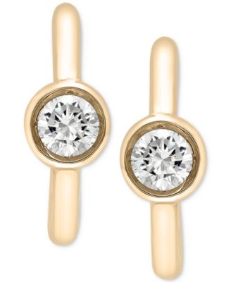 Diamond Bezel Polished Hoop Earrings (1/3 ct. tw) in 10k Gold, Created for Macy's