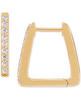 Macy's - Diamond Geometric Hoop Earrings (1/4 ct. t.w.) in 14k Gold-Plated Sterling Silver