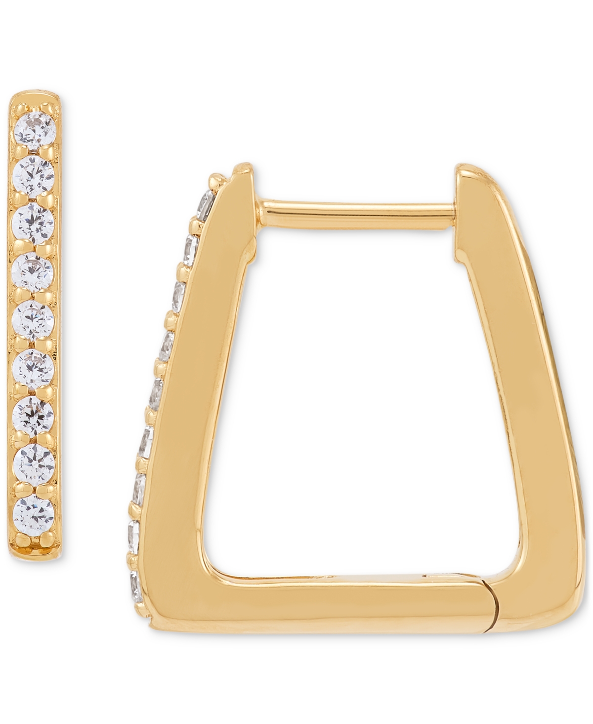 Macy's Diamond Geometric Hoop Earrings (1/4 Ct. T.w.) In 14k Gold-plated Sterling Silver In Gold-plated Sterling Silver