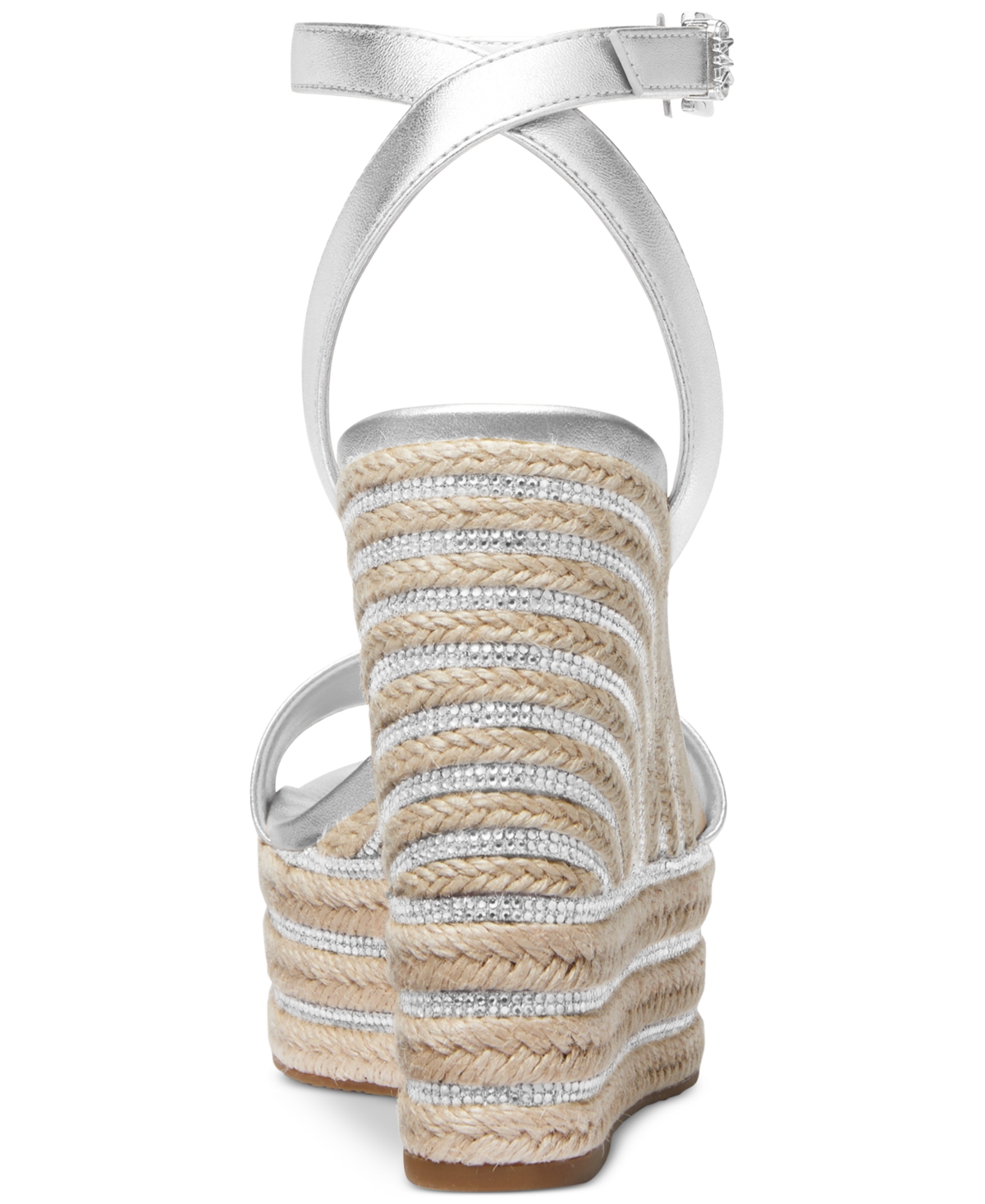 Michael Kors Leighton Metallic Leather Wedge Sandal In Silver