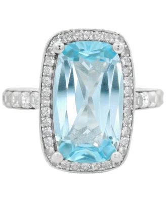 Amethyst (6 ct. t.w.) & White Topaz (1/3 ct. t.w.) Cushion Halo Statement Ring in Gold-Plated Sterling Silver (Also in Sky Blue Topaz, Green Amethyst, & Onyx)
