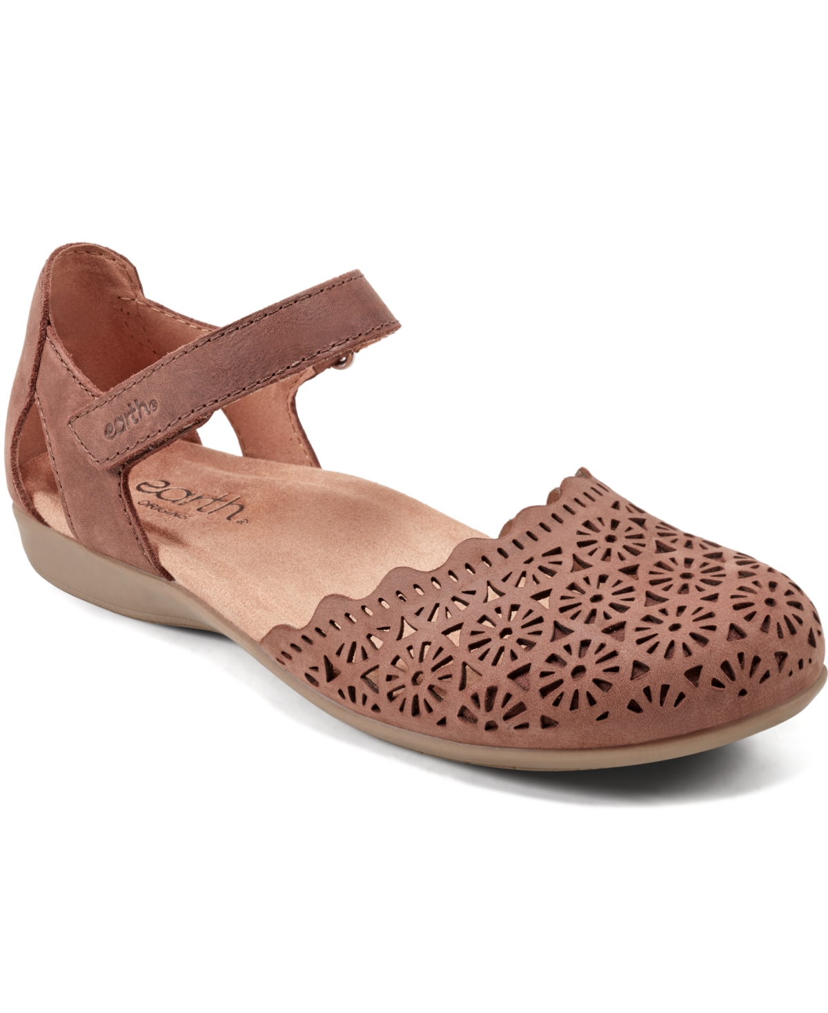 EARTH WOMEN'S BRONNIE PERFORATED TWO-PIECE FLAT SANDALS