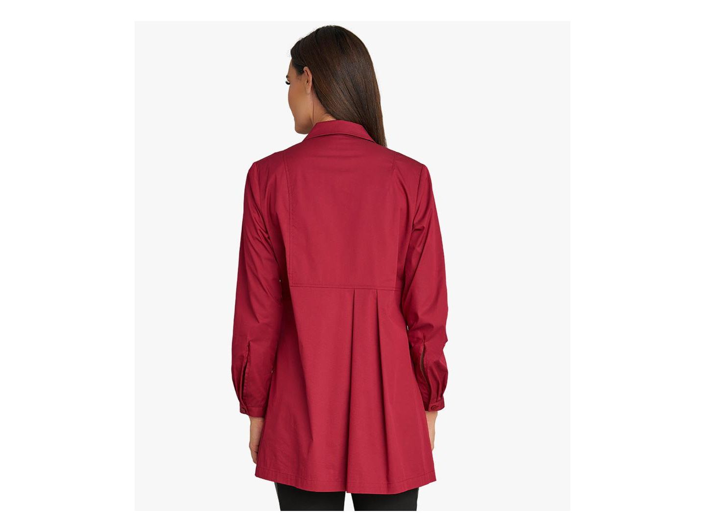 Женский топ Stella Carakasi Long Sleeves Cotton Poplin Asymmetrical Pleat Front Have It All Tunic, цвет: Свекольный — фото 3