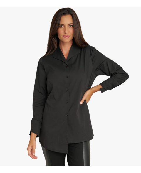 Женский топ Stella Carakasi Long Sleeves Cotton Poplin Asymmetrical Unique Cuff Transformation Tunic, цвет: Чёрный