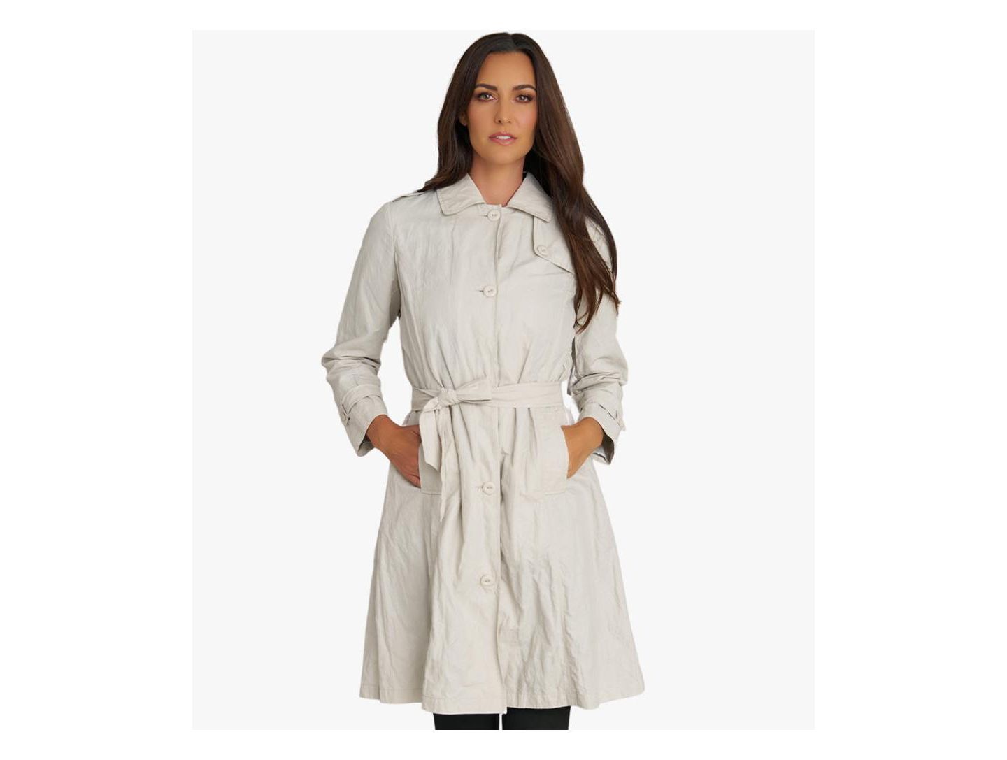Женское пальто Stella Carakasi Belted Water-Resistant Button Front Trench, цвет: Берёзовый — фото 6
