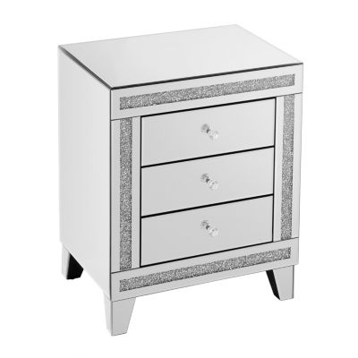 Silver Mirror 3-Drawer Storage Cabinet
