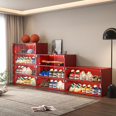 Streamdale red LED light shoe box three layers with glass doors