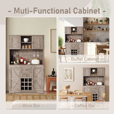 Streamdale Farmhouse Wine Cabinet with Multi-Storage
