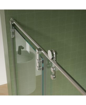 56" -60" W x 70" H Frameless Shower Door, Sliding Shower Door, Premium 5/16" (8mm) Thick Tempered Glass Shower Enclosure with Towel Bar, Double Side Easy Clean Coat, Brushed Nickel Finished With Buffe
