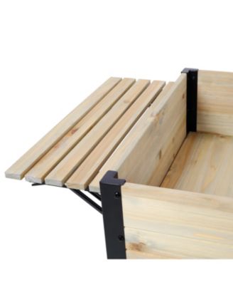 Metal Leg Raised Garden Box with Folding Shelf