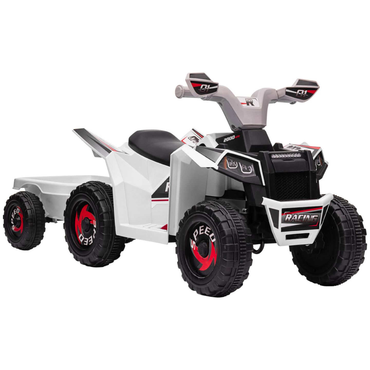 Детская игрушка Streamdale Furniture Electric Ride-On ATV with Back Trailer, цвет: Белый — фото 1