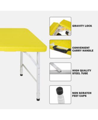 4ft Yellow Portable Folding Table for Indoor and Outdoor Use, Lightweight and Space-Saving