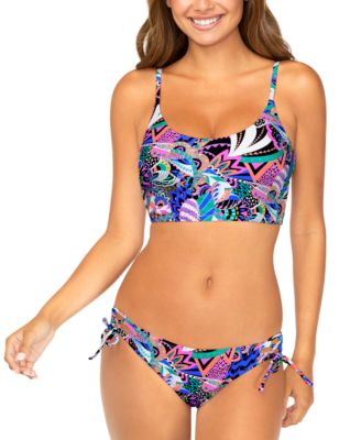 Juniors Printed Aruba Bikini Top Side Tied Bottoms