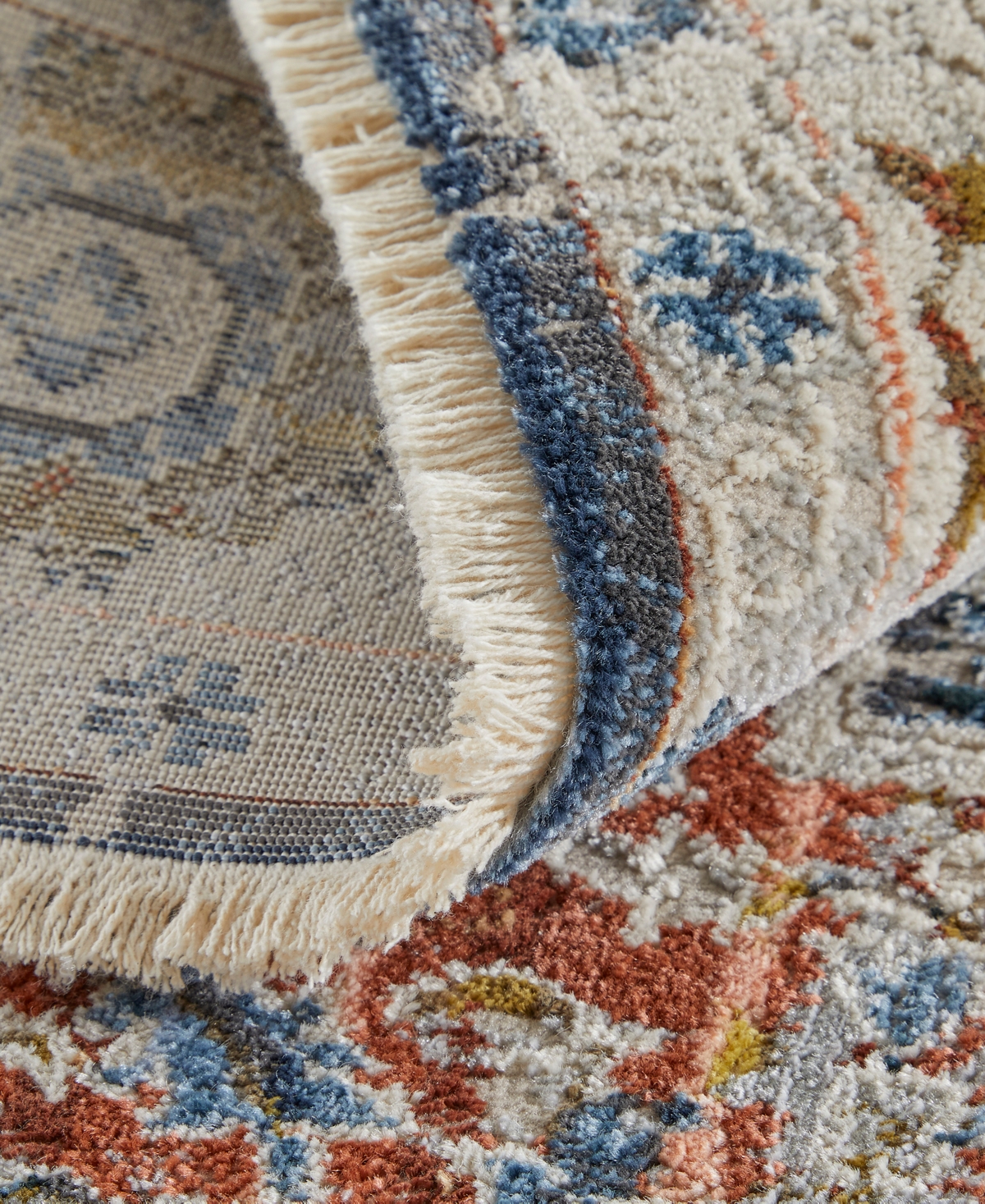 Feizy Kaia 39htf 2'6"x12' Runner Area Rug In Ivory,blue