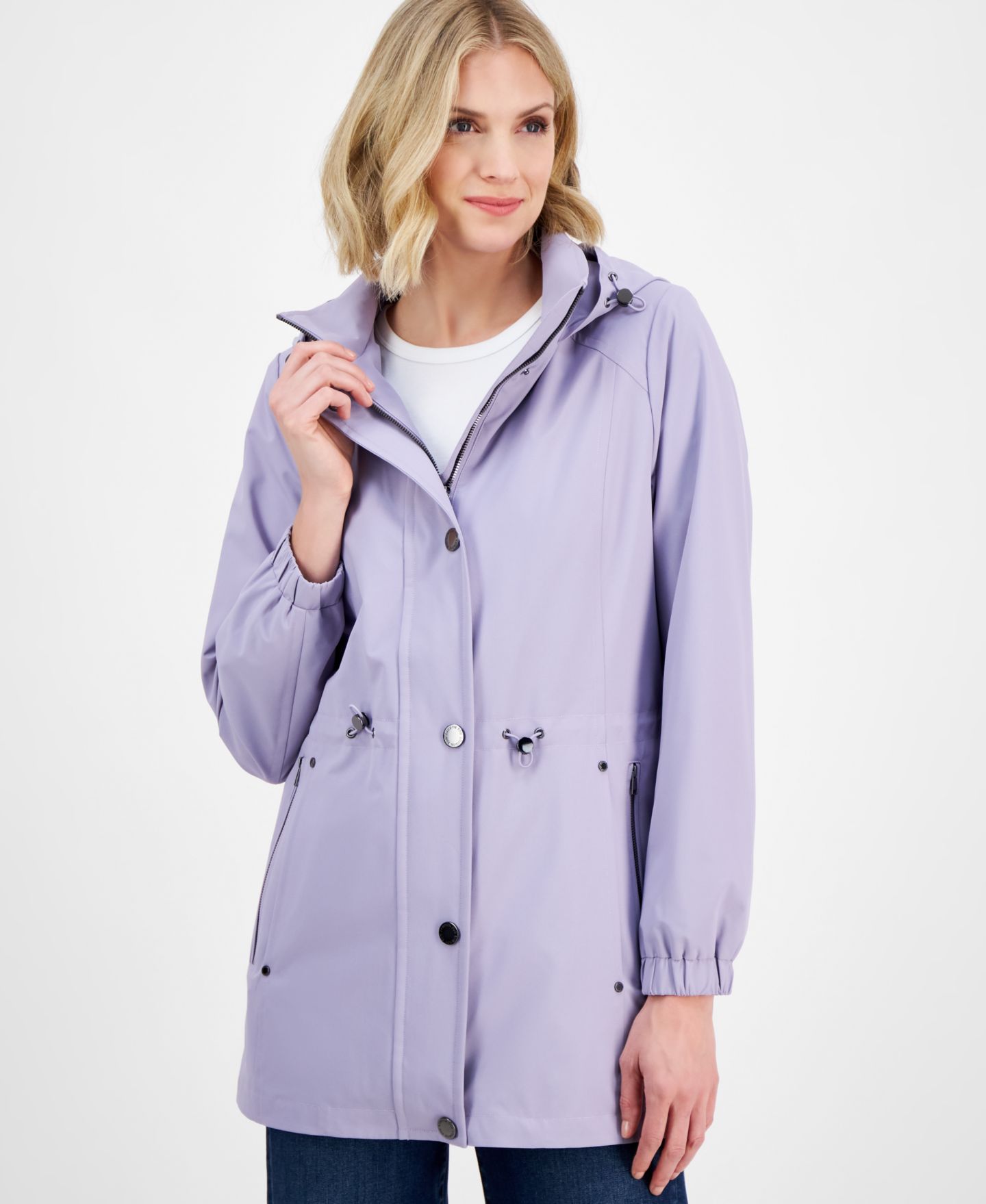 Женское пальто London Fog Water-Resistant Hooded Anorak, цвет: Сиреневый — фото 3