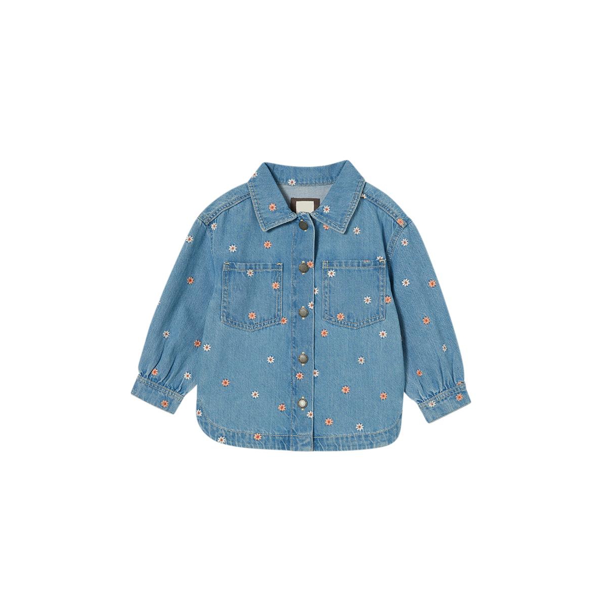 Cotton On Girls Little/Big Sophie Denim Shacket -floral