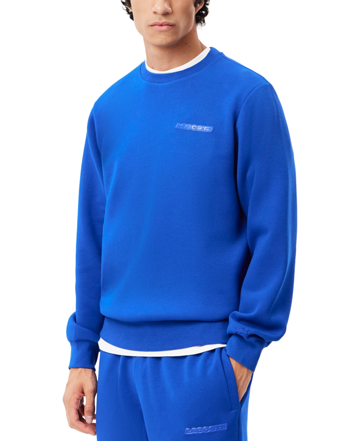 Men's Double Face Crewneck Long Sleeve Logo Sweatshirt - HJM - Lazuli