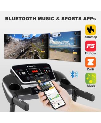 16 Inch Wide Foldable Home Treadmill w/ Bluetooth & Fitness Tracking App