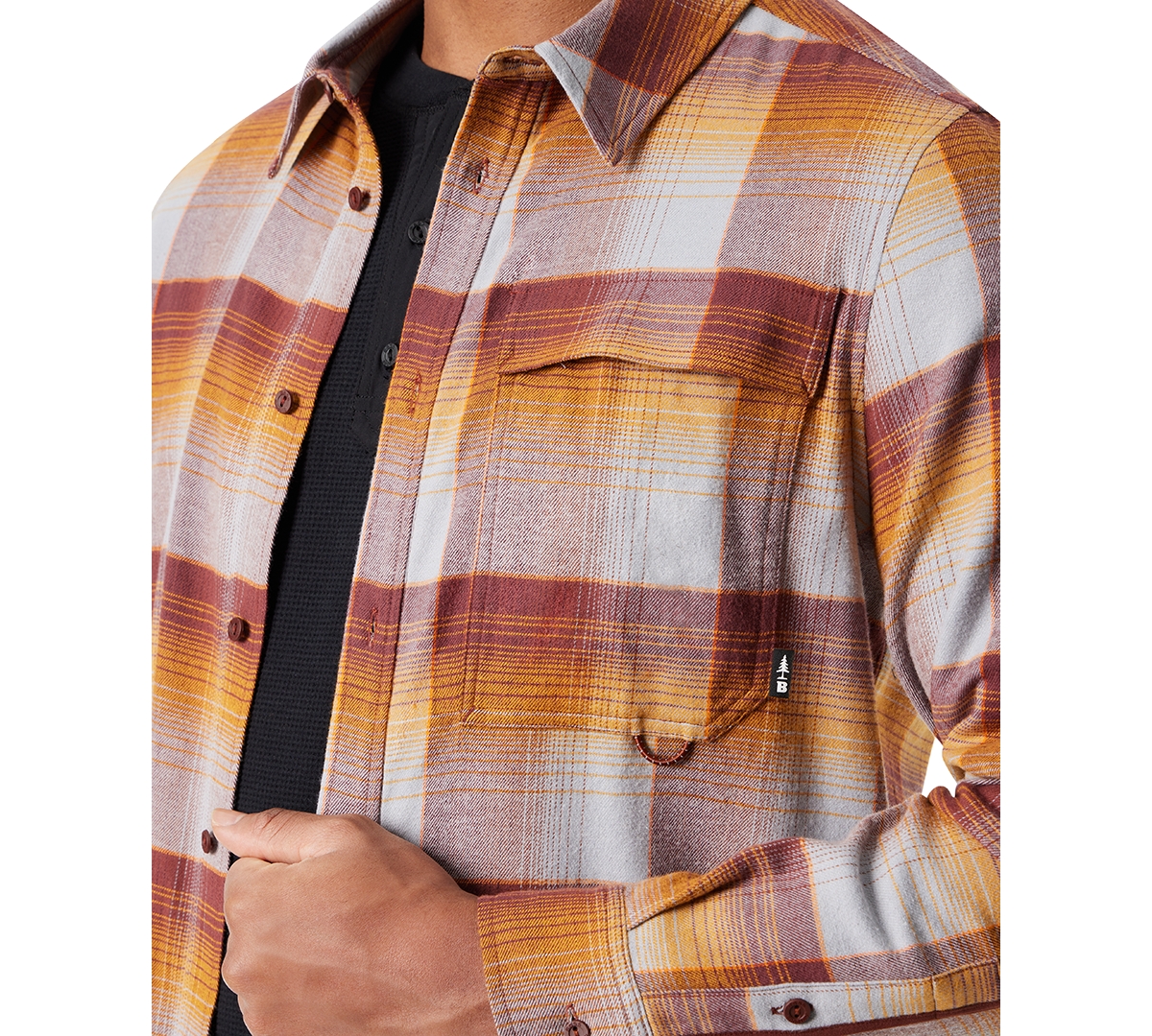 Bass Outdoor Men's Classic Fit Plaid Button-front Stretch Flannel Shirt In Sequoia