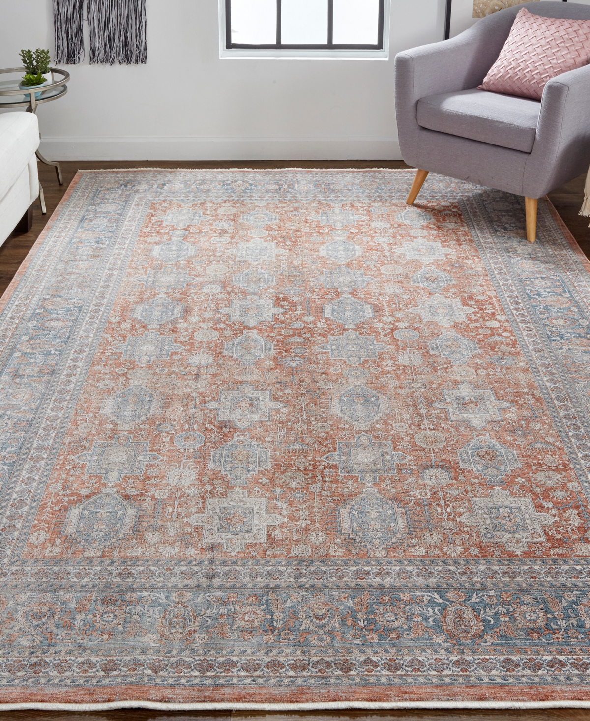 Shop Feizy Marquette 3761f 4'x5'3" Area Rug In Red,orange