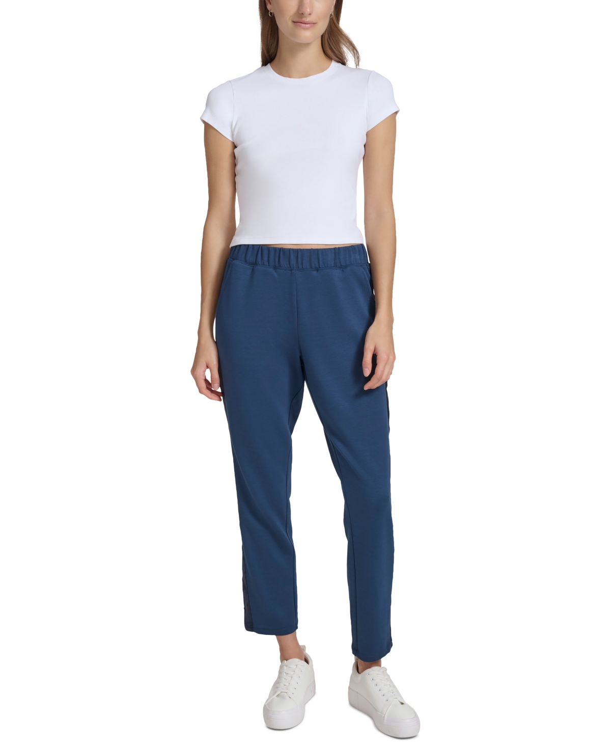 MARC NEW YORK ANDREW MARC SPORT WOMEN'S SCUBA SATIN-TRIM SLIM-LEG PANTS 