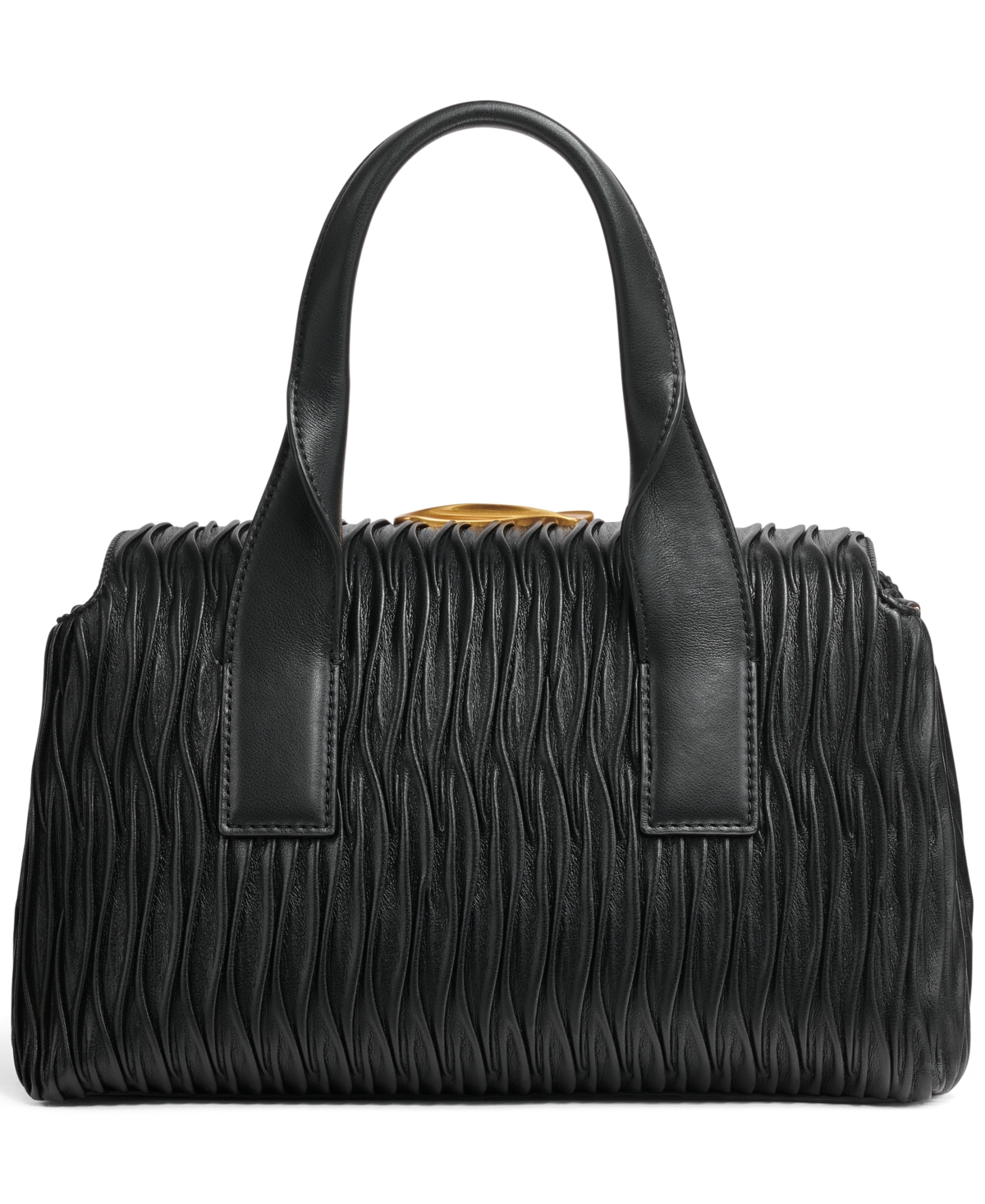 Donna Karan Amagansett Soft-Rolled Pleated Satchel with Sculpted Magnet Closure -gold