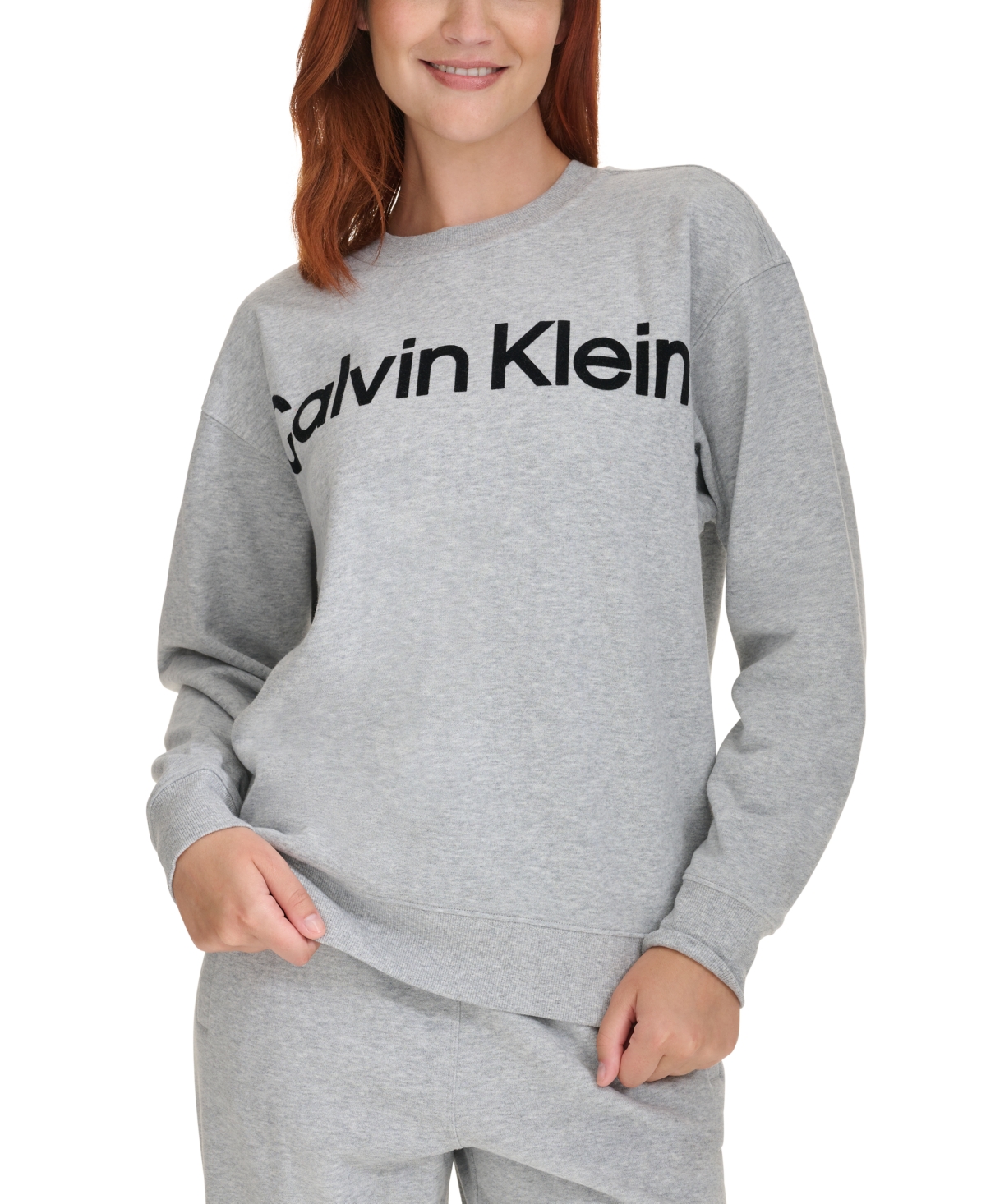 Calvin Klein Women's Logo Graphic Dropped-Shoulder Sweatshirt