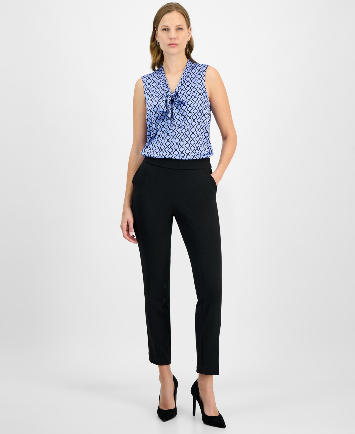 Women's Pull-On Stretch Ankle Trousers, Regular & Petite - Black