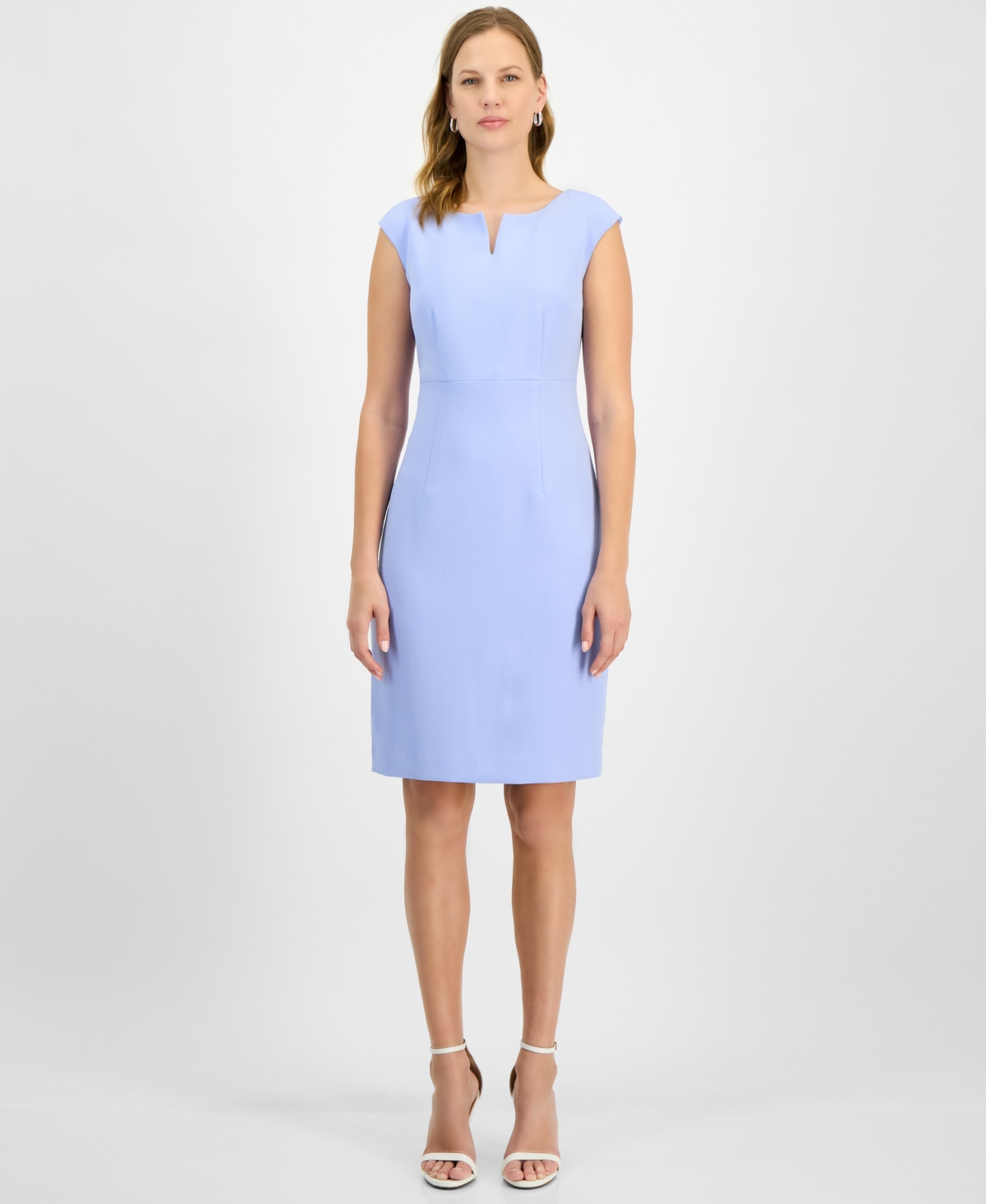 Women's Petite V-Neck Sleeveless Sheath Dress - California Sky