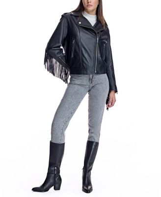 Women's Moto Jacket With Fringes