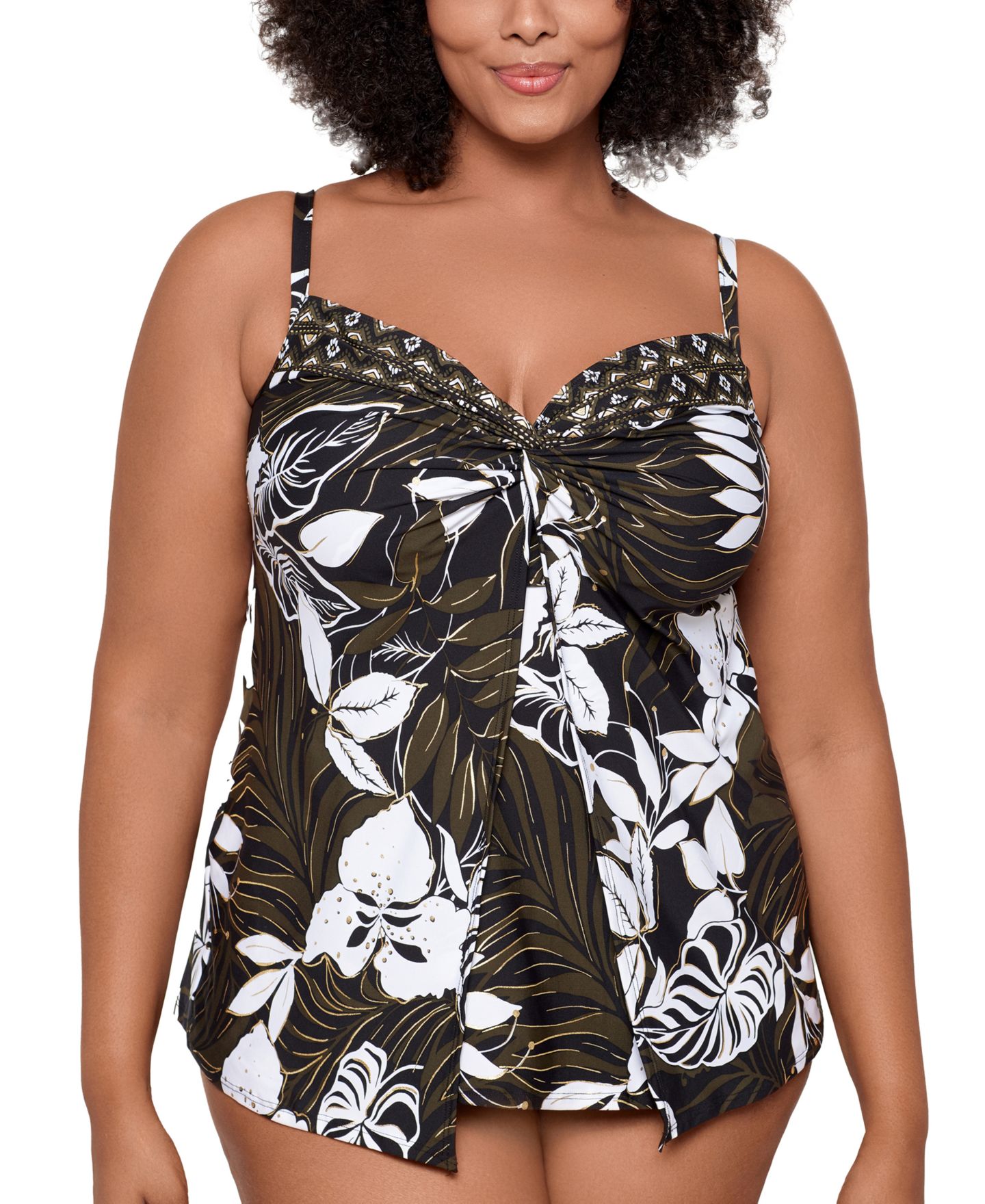 Верх бикини Tankini, на косточках — Miraclesuit, цвет: Чёрный разноцветный — фото 1